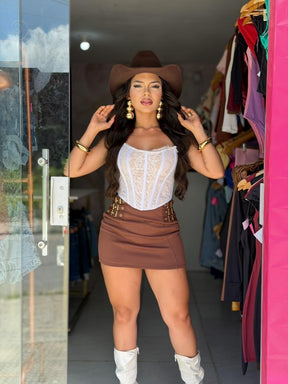 Conjunto Saia + corpete renda